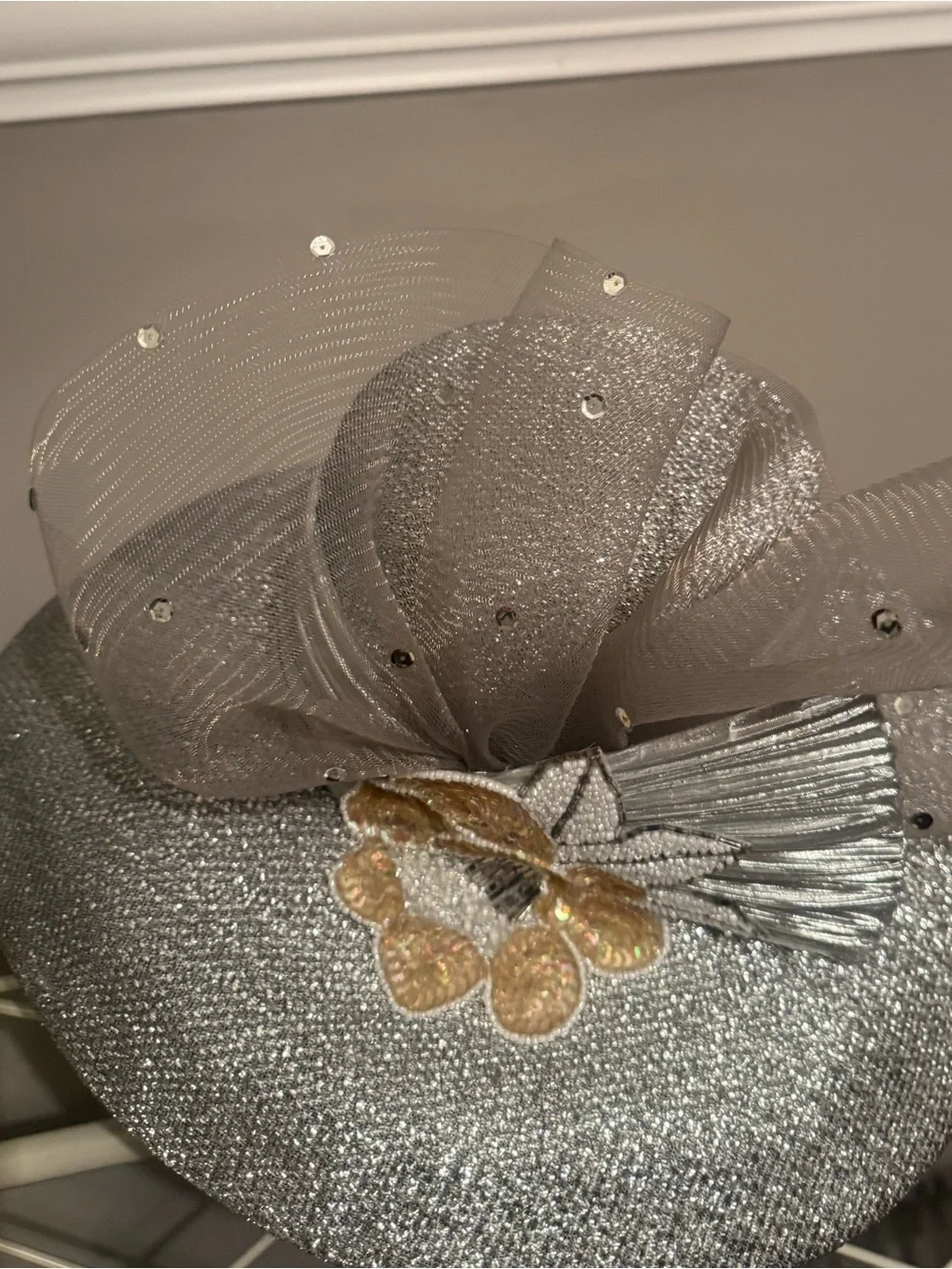 Silver and Gold Decorative Women's Fascinator Hat